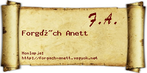 Forgách Anett névjegykártya